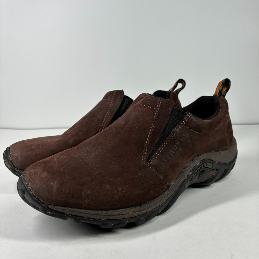 Merrell Jungle Moc Men's US 11 Brown Nubuck Leather Slip-On Comfort Shoes 60831
